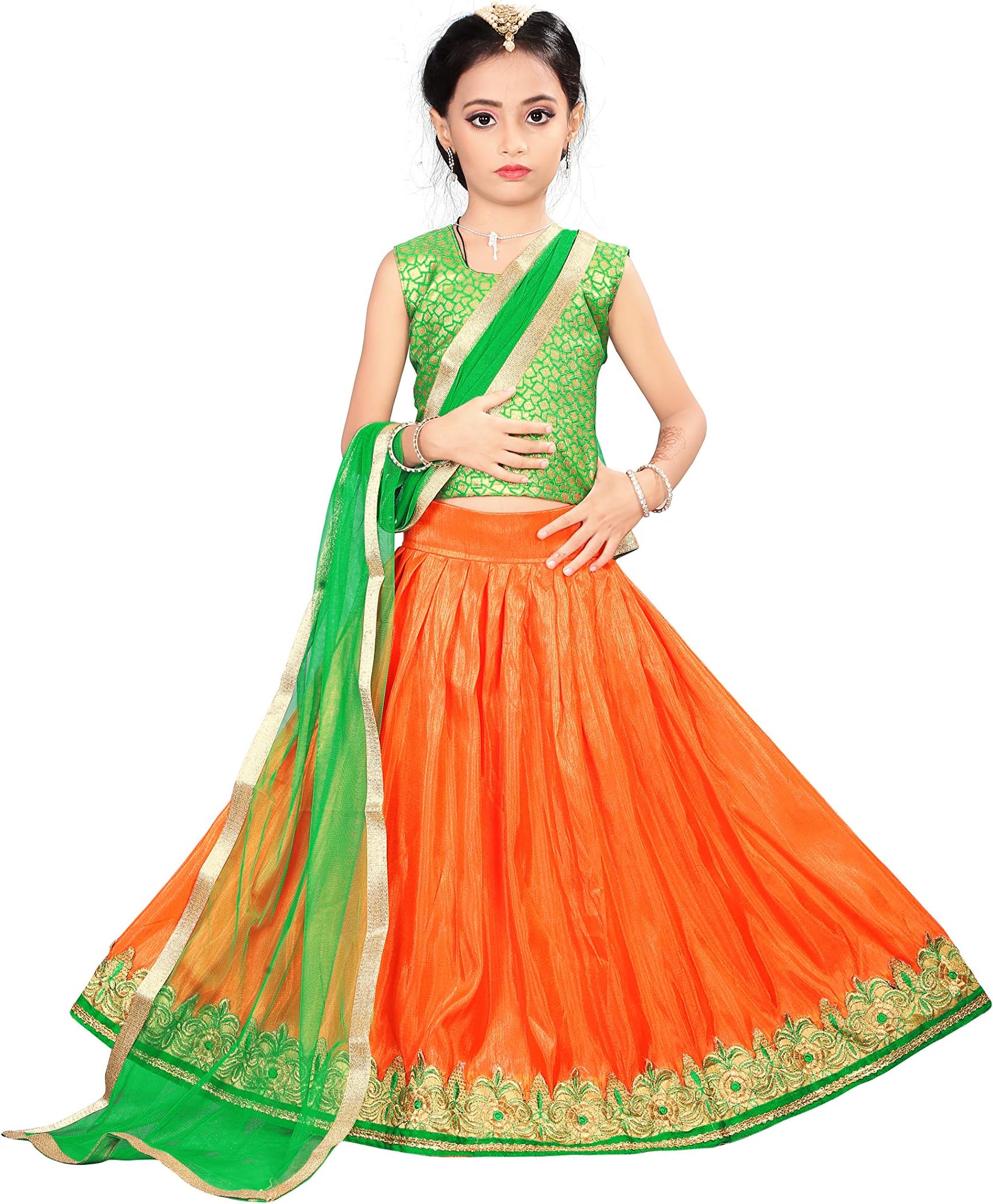 Arrow Fashion Girls' Cotton Silk Lehenga Choli