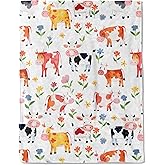 ainori Cartoon Cow Fleece Blanket - Lightweight Soft Cozy Gifts Throw for Animal Lovers, Kids,Women,Cute Cattle Blankets,Cheerful Whimsical Design,Home Room Modern Farmhouse Decor 50x60in