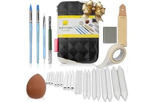 COLOUR BLOCK 30pcs Sketching Tool Set with Soft Pastels Drawing Art Blenders, Blending Stumps, Tortillions, Sandpaper, Sketch Pencil Extender, Rubber Pens
