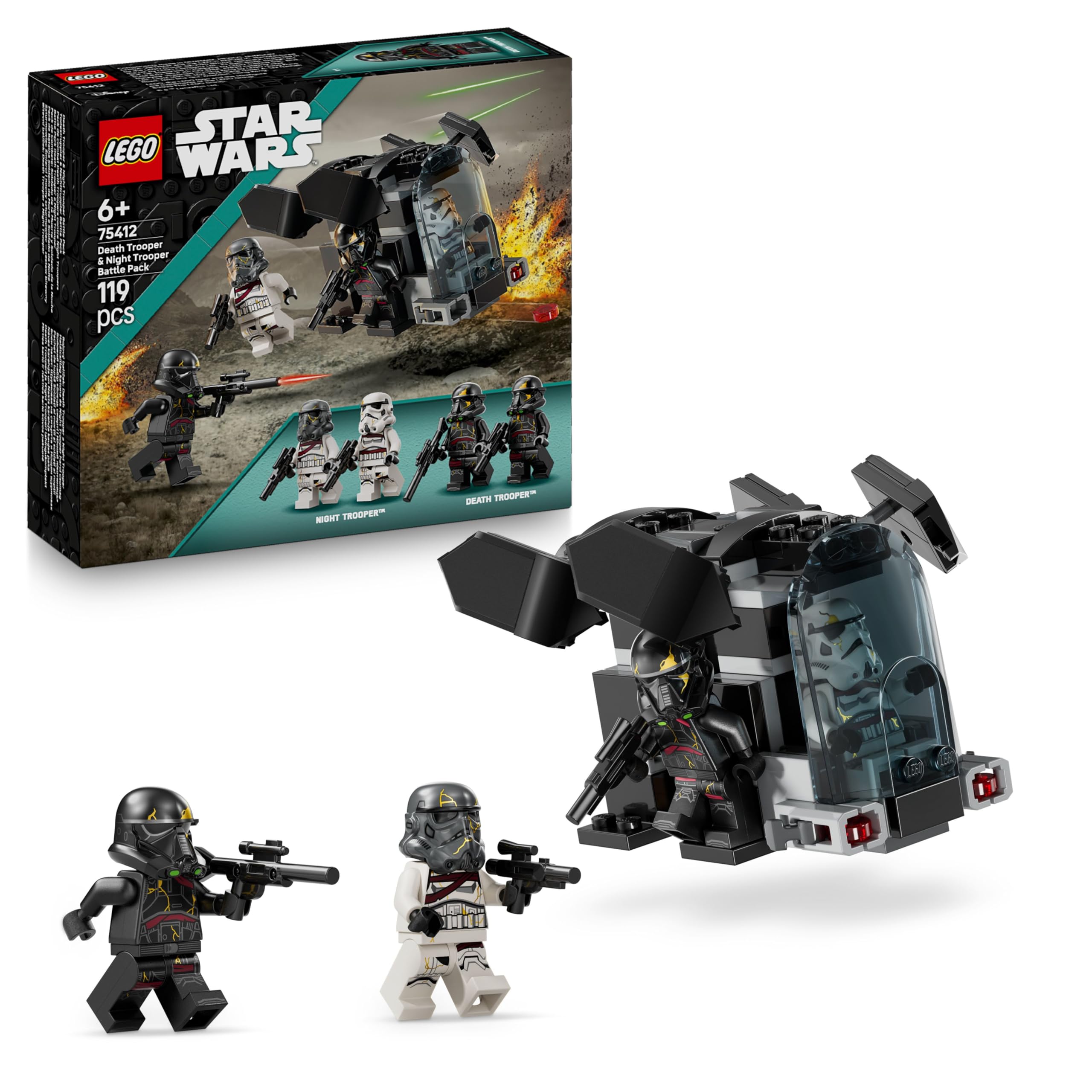 LEGO Star Wars 75412 Todestruppler & Nachttruppler Battle Pack - Bauspielzeug mit Dropship und 4 Mini-Figuren mit Blastern - Sammlergeschenk für Jungen ab 6 Jahren und Ahsoka-Fans