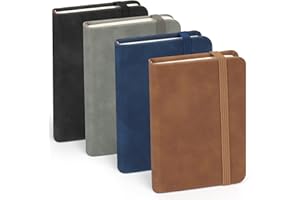 Songaa Pocket Notebook, [4 Pack] Soft Leather Journal Notebook Mini Notepad Hardcover Ruled Lined Note Pads with Ribbon,Assor
