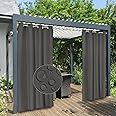 Easy-Going 100% Waterproof Outdoor Curtains Windproof Weatherproof Porch Curtains, Premium Thick Outdoor Privacy Grommet Top Panels for Patio, Gazebo and Pergola, 2 Panels, 54x84 inch, Dark Grey