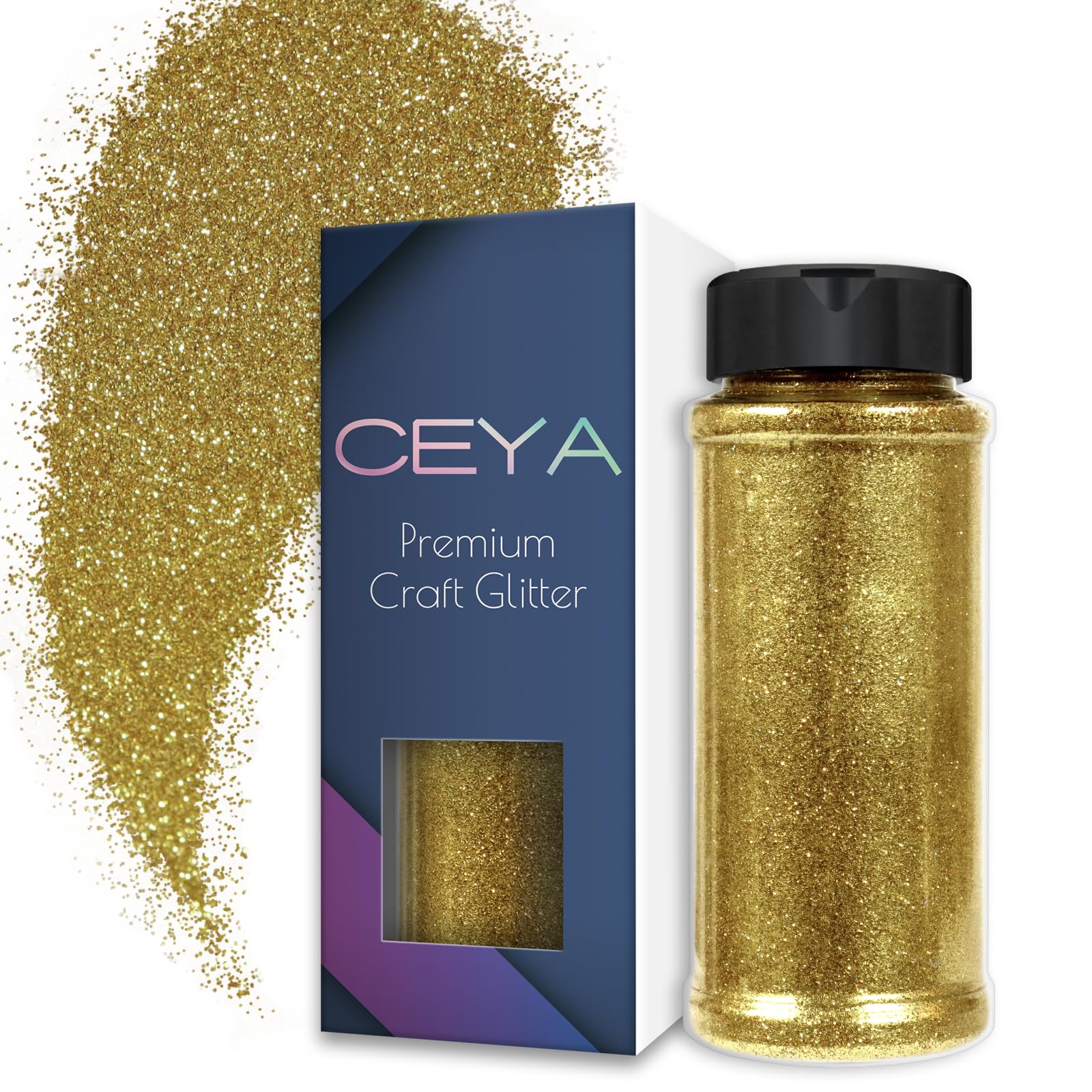 Ceya 3.5oz/ 100g Ultra Fine Glitter Powder Gold Glitter 1/128” 0.008” 0.2mm for Slime Epoxy Resin Craft Tumbler Jewelry Nail Art Festival Makeup Scrapbook Painting Wedding Cards