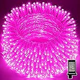 LAMPHOME 33ft Valentine's Day String Lights, Christmas Decorative Mini Lights, 100 LED Pink Fairy Starry String Lights Plug in, 11 Lighting Modes for Valentines Day Tree Decorations (Pink)