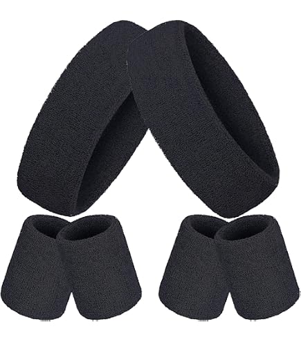 Bandeaux de Transpiration pour les Mains, 2 Ensembles de Bandeaux de Transpiration Bracelet pour Hommes Femmes Gym Course Basketball Sport Soutien de Poignet Attelle Manche Enveloppante Couvre-Chef