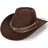 Western-Cowboy Cowgirl-Hat for Kids - Vintage-Wide-Brim Felt-Fedora-Hats for 3-7 Years Boys Girls