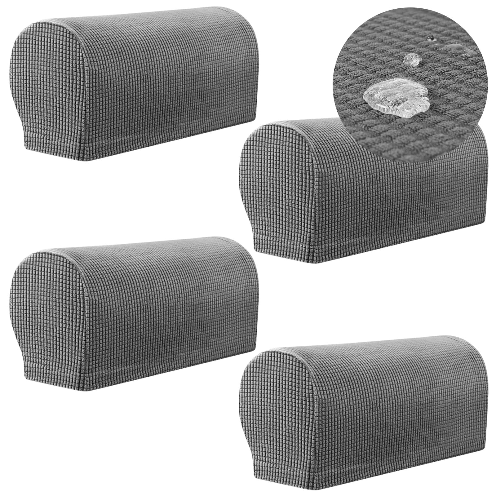 YancLife Armchair Covers, Set of 4 Waterproof Armrest Chair Covers, Non-Slip Arm Protector Stretch Armchair Couch Anti-Scratch Sofa Armrest Protector for Recliner Sofa Couches (Light Grey)