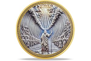 RYUKENLM Moses Parting The Red Sea Christian Challenge Coin Exodus 14:21 Verse Token Divine Power & Guidance Christian Gift f