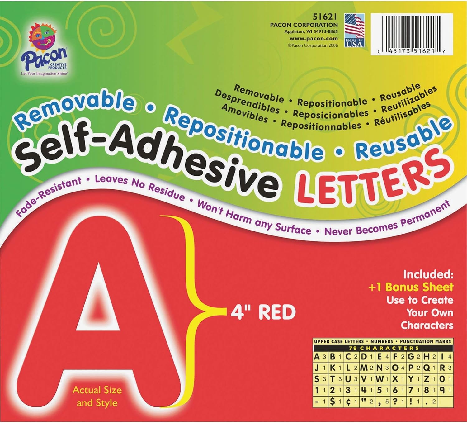 Amazon Com Pacon Corporation Self Adhesive Letters 4 Inch 78 Characters Red Changeable Letter Boards Office Products