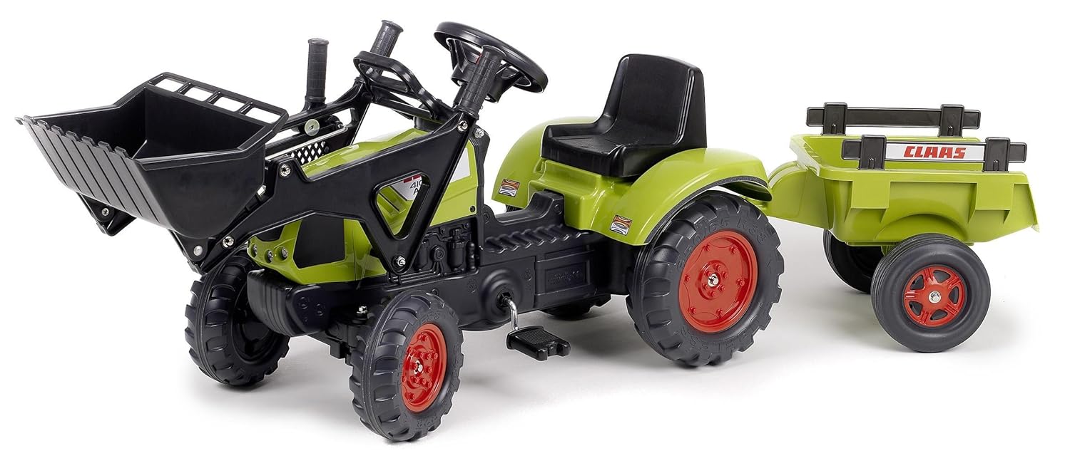 Falk CM Claas Arion Tractor de pala a pedales con remolque color