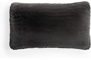 UnHide Squish Lumbar Pillow - Faux Fur Pillow - Extra Soft Throw Pillow - Rectangular Shaped, Polyester Fill - Machine Washable - Perfect for Living Room Or Bedroom - 10” x 18” - Charcoal Charlie