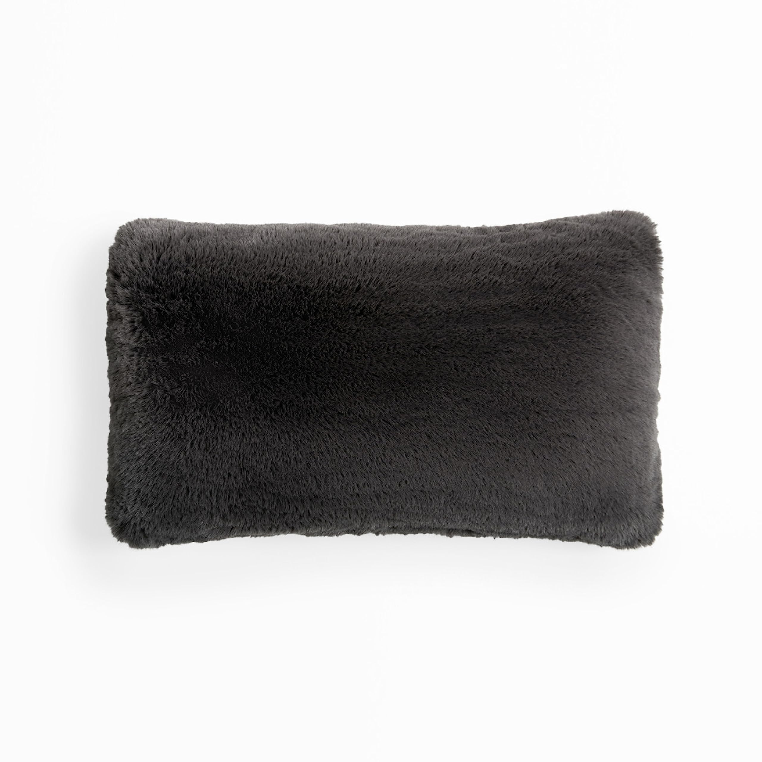 Photo 1 of UnHide Squish Lumbar Pillow - Faux Fur Pillow - Extra Soft Throw Pillow - Rectangular Shaped, Polyester Fill - Machine Washable - Perfect for Living Room Or Bedroom - 10” x 18” - Charcoal Charlie