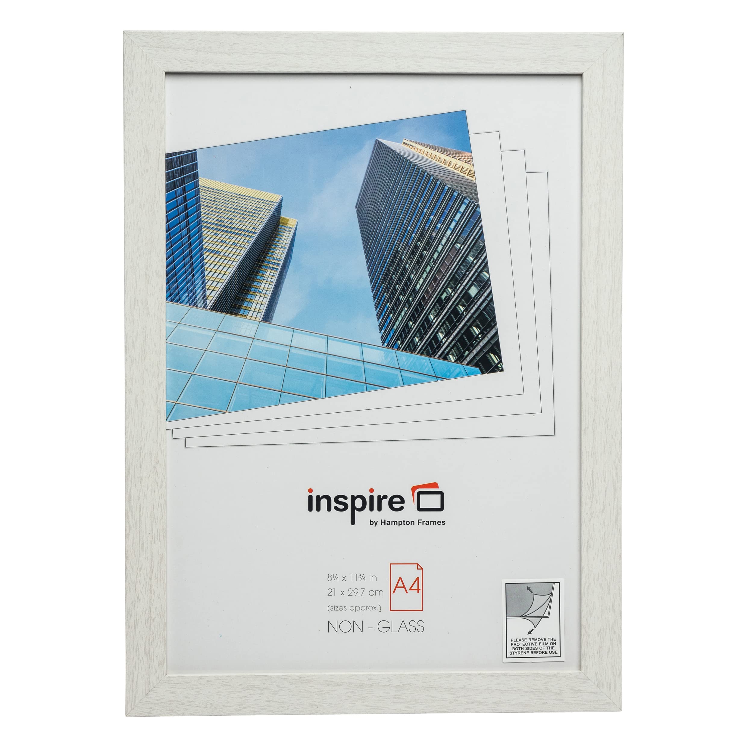 Hampton Frames | Picture Poster Photo Frame | A4 (21x30cm), White, Rectangular, MDF, Acrylic (Non-Glass) | Freestanding or Wall Mount | Modern Display for Certificates, Photos, Documents