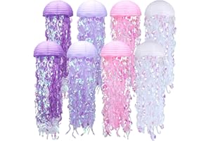 AWATIN Paper Lanterns Set, 8 Pcs Jellyfish Decorations for Under The Sea Party Decorations & Mermaid Party Supplies, Jellyfis
