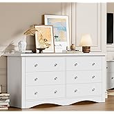 Flamaker Dresser for Bedroom, 6 Drawer Dresser, Wood Dressers, Wide Chest of Drawer, Storage Drawers, Storage Organizer for Closet, Hallway (White)
