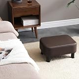 IBUYKE 16.54 Inch PU Leather Ottoman Footrest with Pine Wood Legs Brown view 2