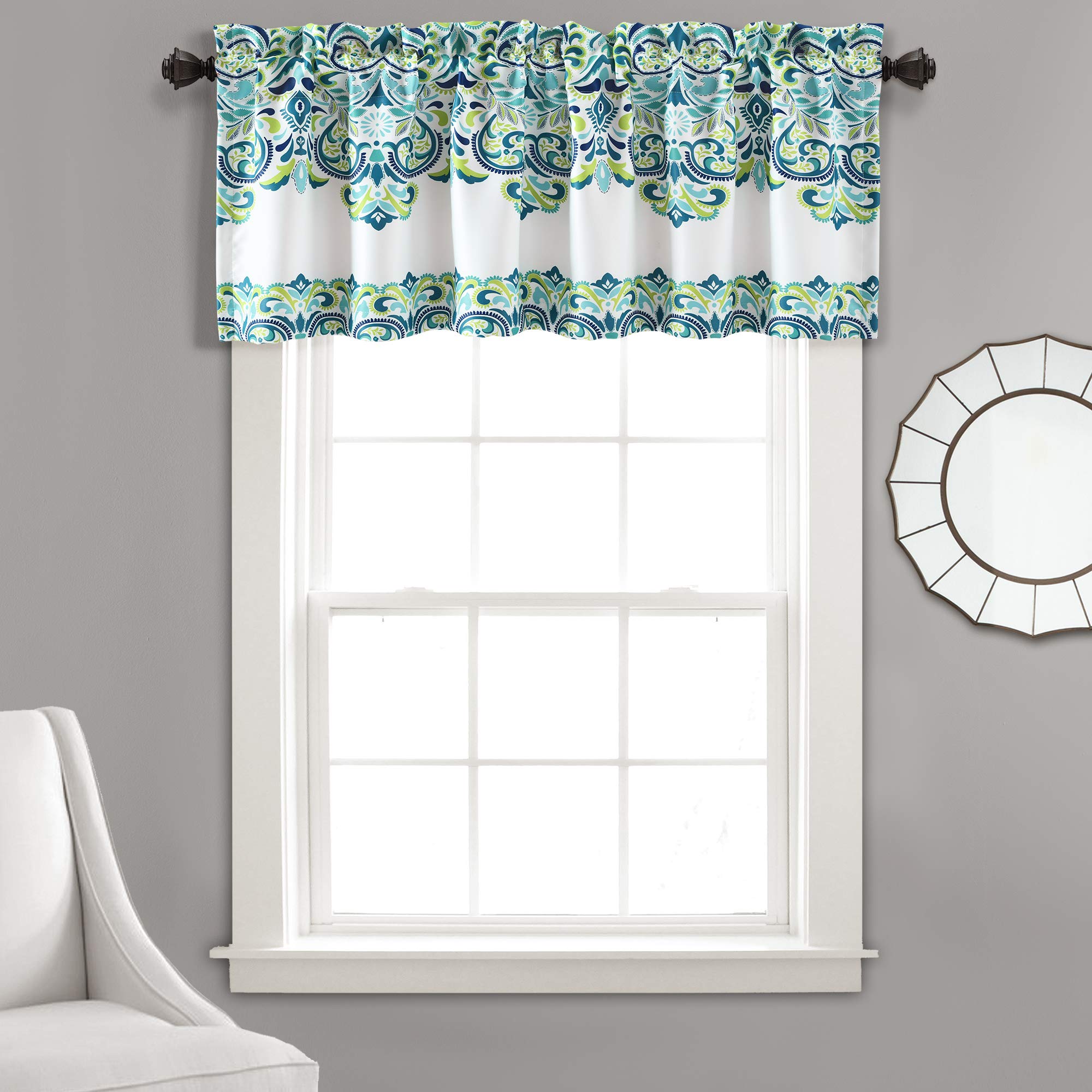 Lush Decor Clara Curtains, Polyester, Blue & Green, Valance