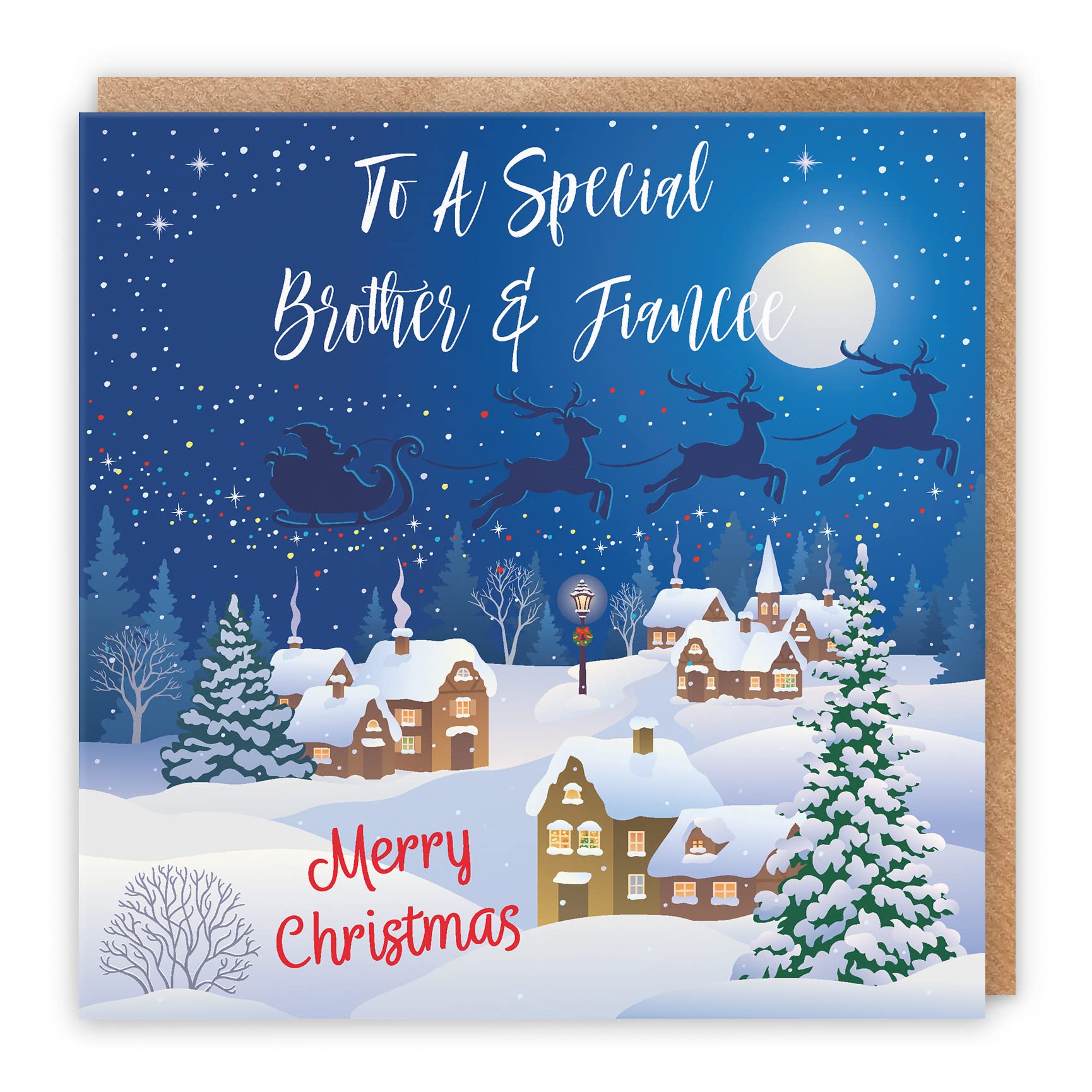 Hunts England - Brother And Fiancee Christmas Card - To A Special Brother & Fiancee - Merry Christmas - Winter Wonderland Collection - Fun Card — image 1
