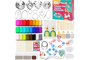 CGBOOM 527Pcs Polymer Clay Jewelry Making Kits,3 in 1 Clay Earring and Bracelet Making Kit, Jewelry Making Tools for Adults and Kids (Include Cutters,Sculpting Tools,Stamps) Gift for Teens and Adults