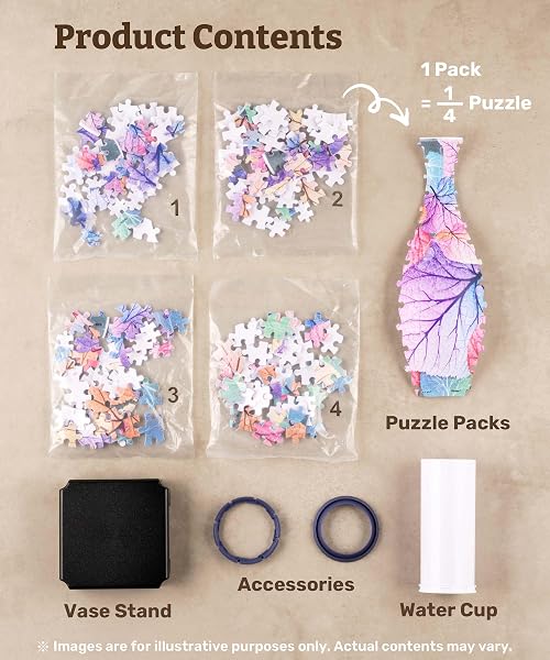 PINTOO 3D PUZZLE VASE UNIQUE FLOWER VASE MADE BY 160 CURVED PLASTIC PUZZLE PIECES HOUSE WARMING GIFT FOR FLOWER ARRANGEMENTS AND HOME DECORATION – [S1035] (TRANSLUCENT, FLOWERS AND BIRDS)