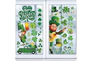 I-BEEBOO st Patricks Day Decorations Window clings 10 Sheet for Glass Windows Shamrock Window clings Stickers