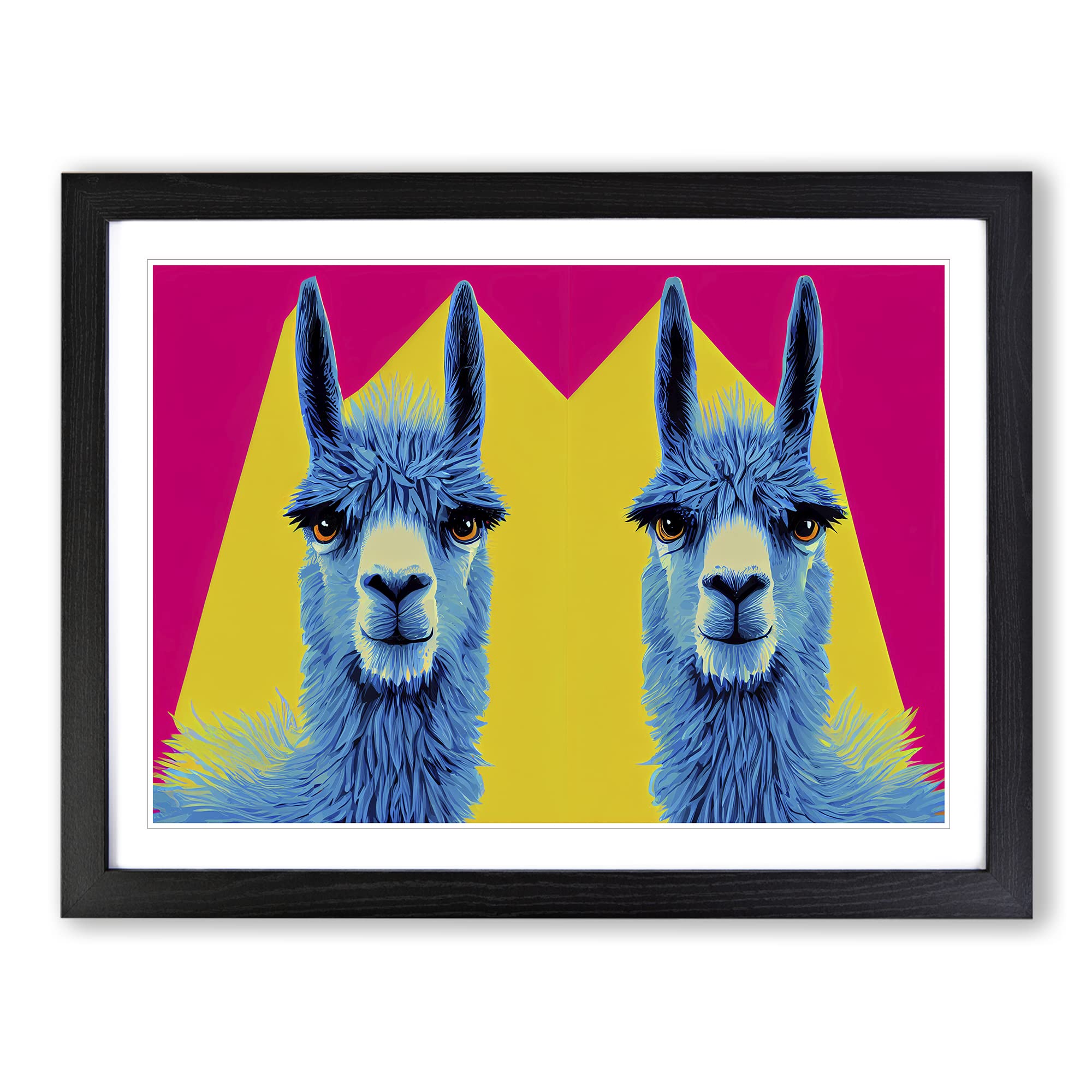 Colourful Llamas Vol.2 Framed Print | A3 Black Framed Wall Art | Ready to Hang | Modern Animal Picture | Living Room Bedroom Lounge Office