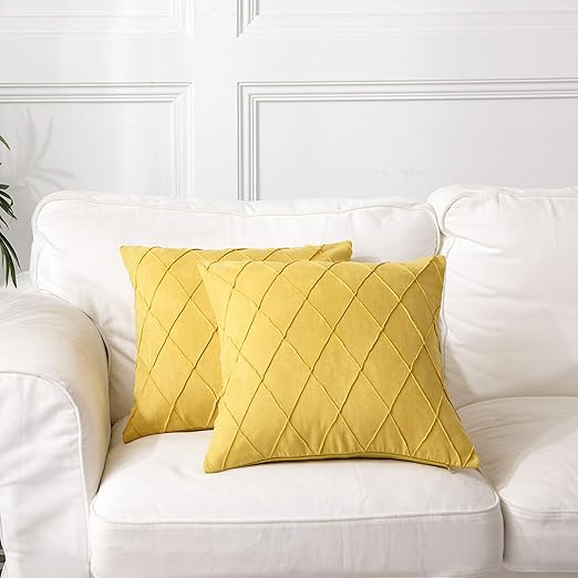 Amazon Com Longhui Bedding Mustard Yellow Throw Pillow Covers 2