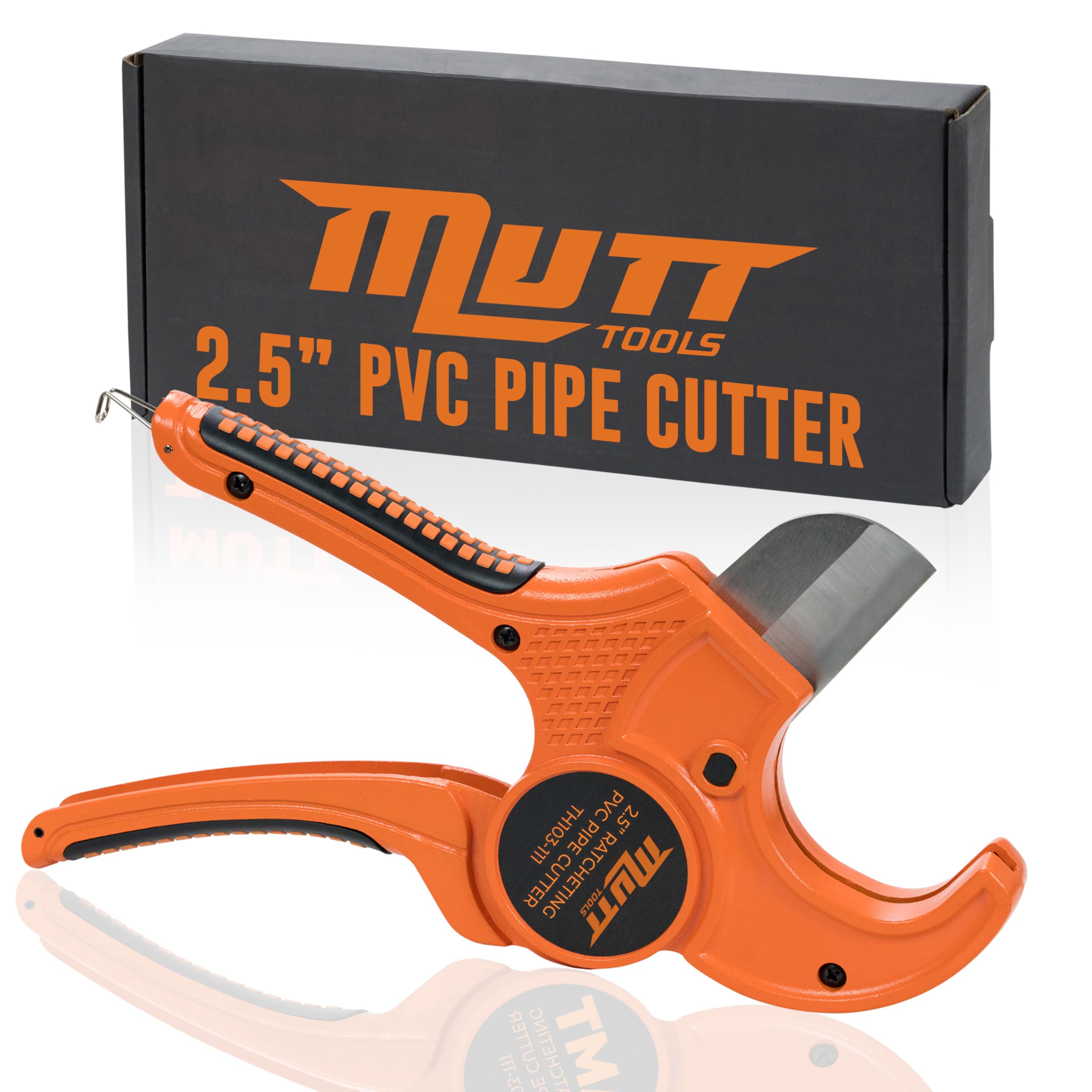 Photo 1 of Mutt Tools Professional 2-1/2 Inch PVC Pipe Cutter Tool - Heavy-Duty Ratcheting Pipe Cutter for PVC, CPVC, PEX, ABS Plastic Pipes - Cuts Up to 2.5 Inch Outer Diameter - Plumbing Cutting Tool
