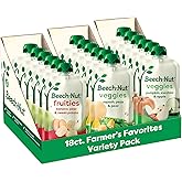 Beech-Nut Baby Food Pouches Variety Pack, NEW Farmer's Favorites Fruit & Veggie Purees Variety Pack, 3.5 oz (18 Pack)