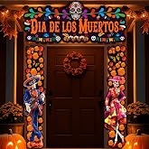 Frienda 3 Pcs Dia De Los Muertos Decor Day of The Dead Banner Sign Porch | Polyester Fabric, Fade Resistant,Mexican Fiesta Porch Decor, Outdoor Indoor Day of the Dead,Home Halloween Party Decor