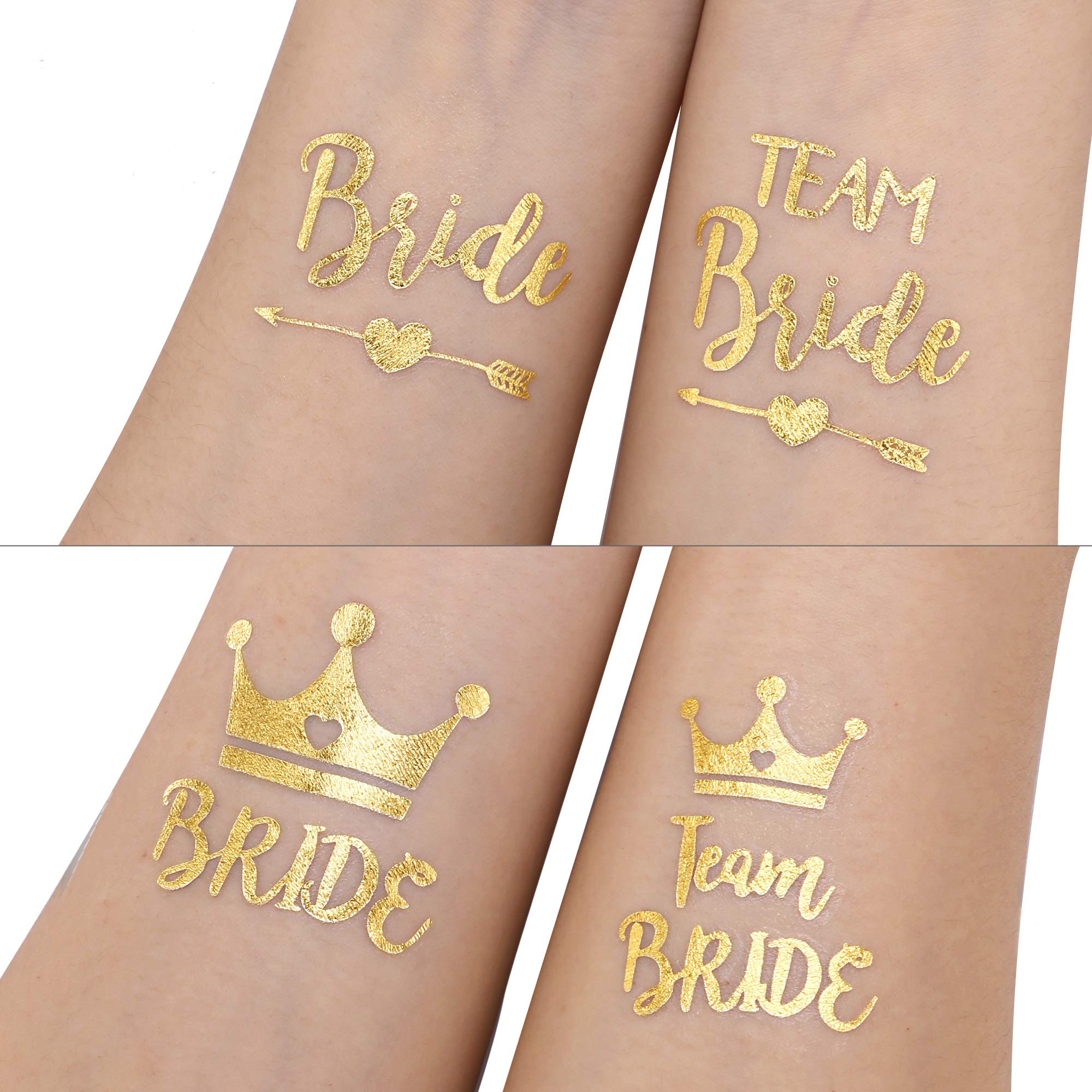 Konsait Hen Party Temporary Tattoos, Pack of 20 - Hen Party Do Night Accessories Gold Temporary Team Bride Tattoos