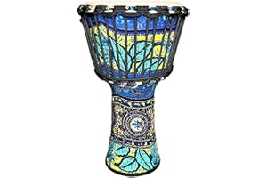 KUYT RUOSWTE 8.5" Djembe Drum - Bongo Percussion Music With Sheepskin Face, Professional Tuning, Hand Drum (Maple Blue)