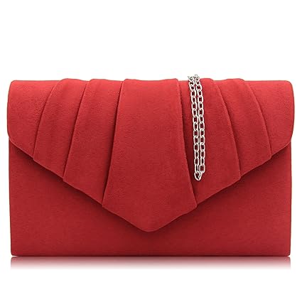 Milisente Elegante Damen Clutch Klassisch Envelope Bag Navy Blau Abendtasche (Rot)