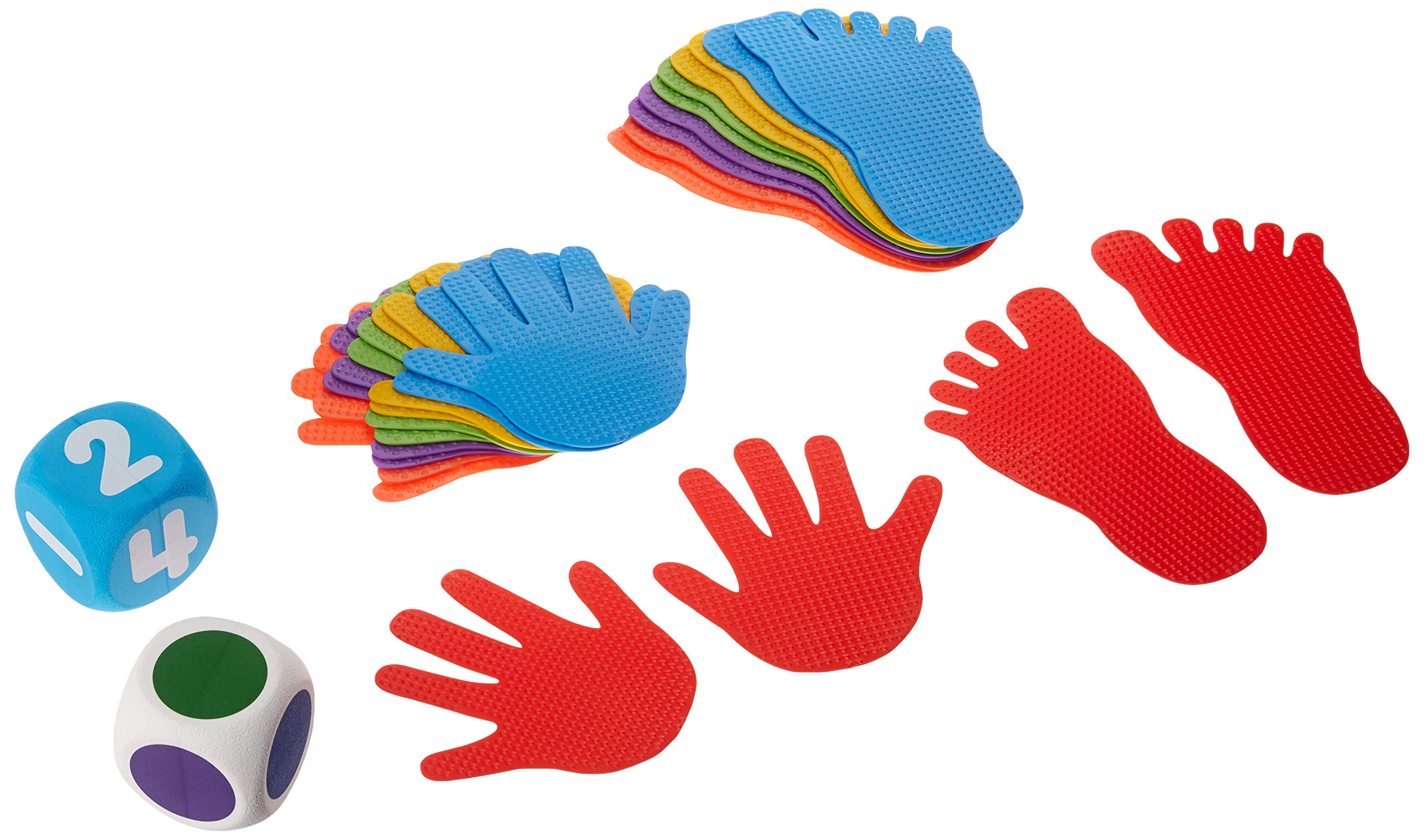 edx education Hand and Foot Mark Set - Includes 2 Large Die for Gameplay - Create Obstacle Courses -