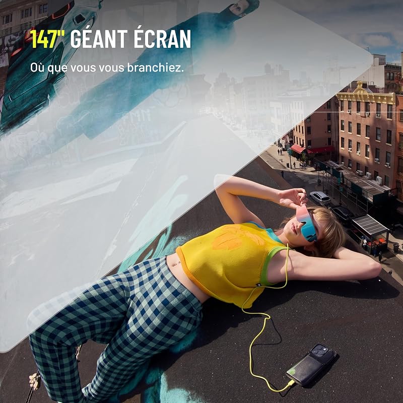 xbx a01+ AR Lunettes, 147" Écran Géant Portable pour Films et Jeux