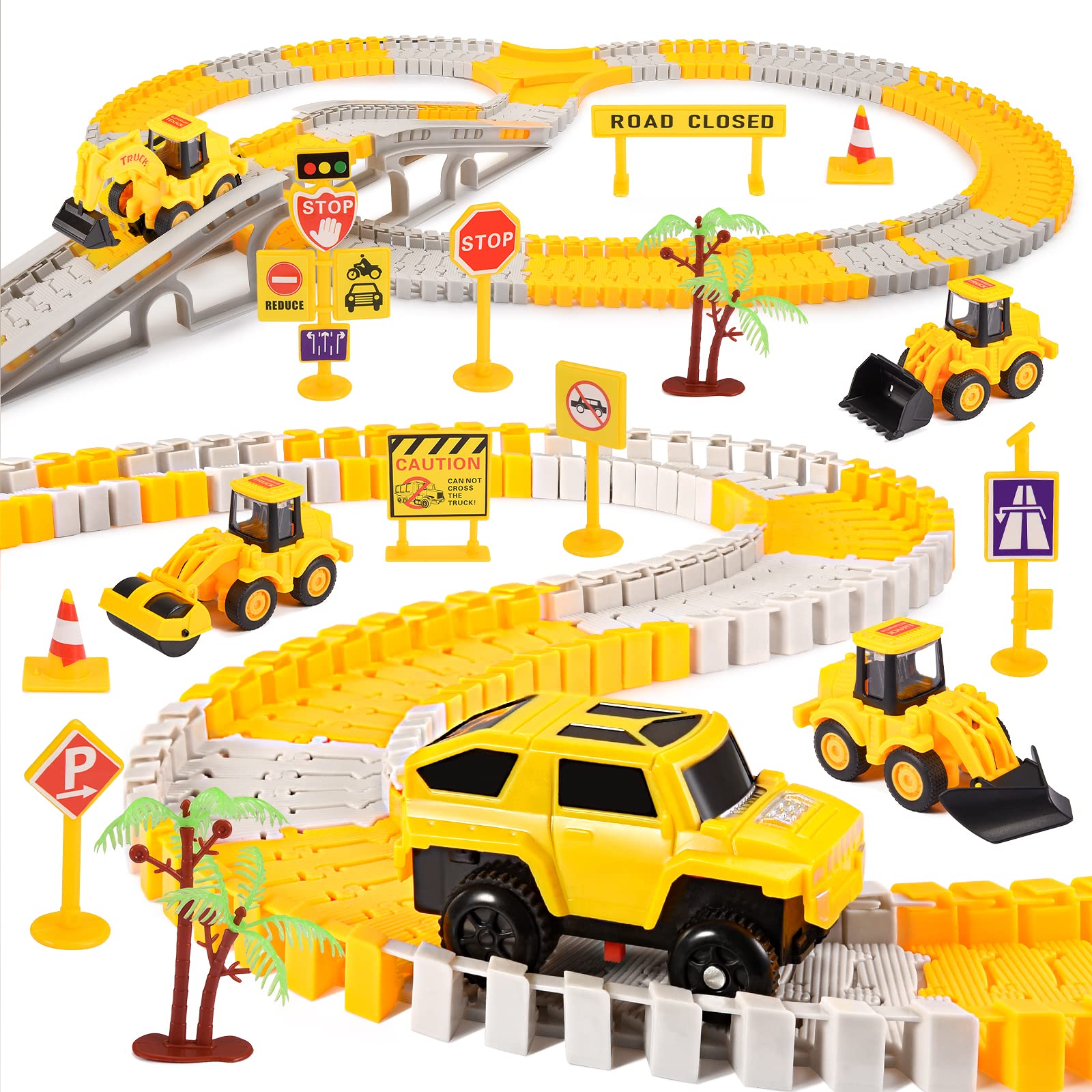 Tragik Kids Construction Toys for 3-6 Year Old Boys, Tractor & Digger Toys, Outdoor Car Track Play Set, Boys' Birthday