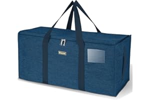 BALEINE Extra Large Storage Tote with Zippers & Carrying Handles, Heavy-Duty Oxford Fabric Moving Bags for Laundry, Space Saving, Storage, Denim Blue