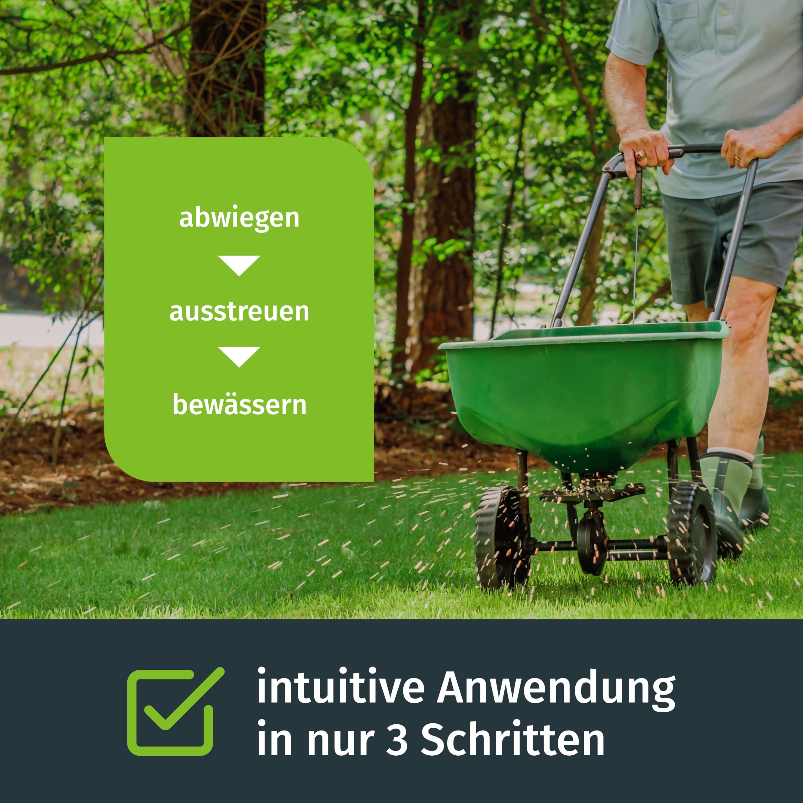 Turbogrün Rasendünger Sommer 20kg, gesunder Rasen verdrängt Moos, Ideal im Sommer, geeignet für Streuwagen, staubarmes Granulat, Rasen dünger, Rasenpflege 4