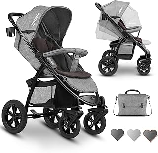 Lionelo Annet Tour Buggy mit Liegeposition Kinderwagen klein zusammenklappbar Sitzauflage Elterntasche Vollgummiräder Moskitonetz Getränkehalter Korb (concrete)