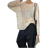 GORGLITTER Women's Mesh Tops Sheer See Through Long Sleeve Boat Neck T Shirts Cover Up Sexy Spring Outfits 2026