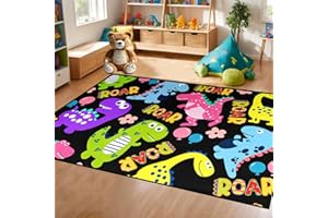WJLBKGU Dinosaur Rug - Cartoon Dinosaur Rugs for Boys Bedroom Kids Carpet for Bedroom Boys Girls Dino Play Mat, Cute Animal Print Carpet for Living Room Floor Mats, 2x3 Feet