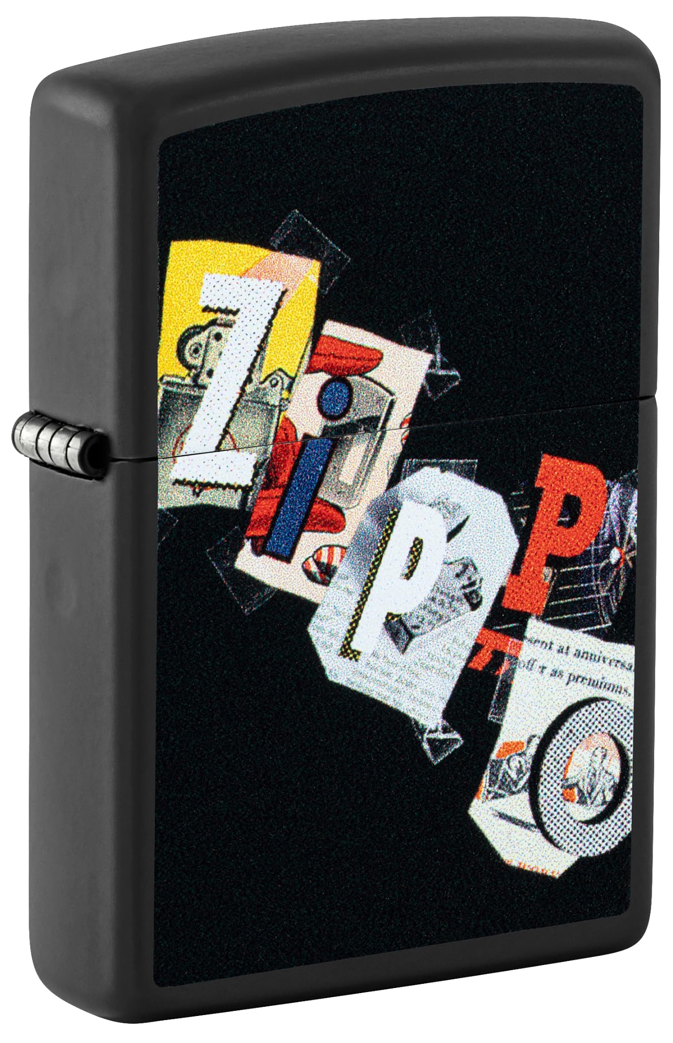 Zippo Cut and Paste Design Black Matte Pocket Lighter Image