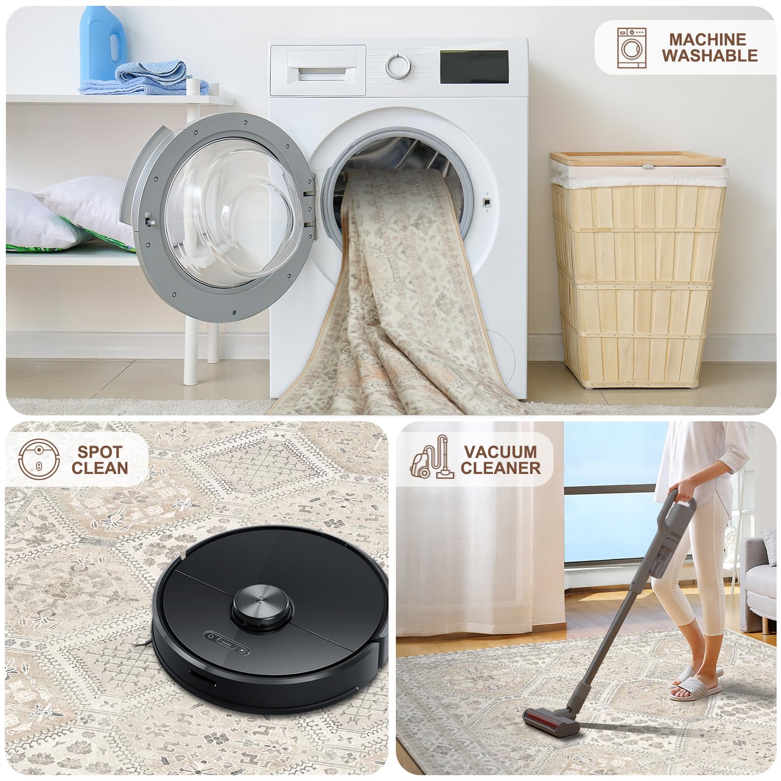 CAPALOCA 2x3 Area Rug Bohemian Rugs with Print