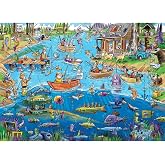 Cobble Hill 1000 Piece Puzzle - DoodleTown: Gone Fishing - Sample Poster Included