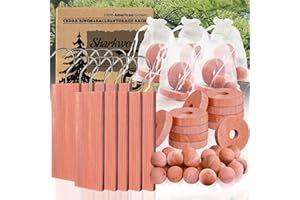 SHARKWOODS Cedar Blocks for Clothes Storage 55 Pack, 100% Natural Aromatic Cedar Chips and Cedar Wood Balls for Closets & Drawers Freshener
