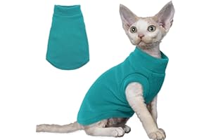 PUMYPOREITY Cat Sweater, Warm Kitten Clothes, Fleece Winter Coat for Hairless Cats, Soft Dog Fleece Vest, Cold Weather Pet Sweater for Dogs and Cats, Blue, S