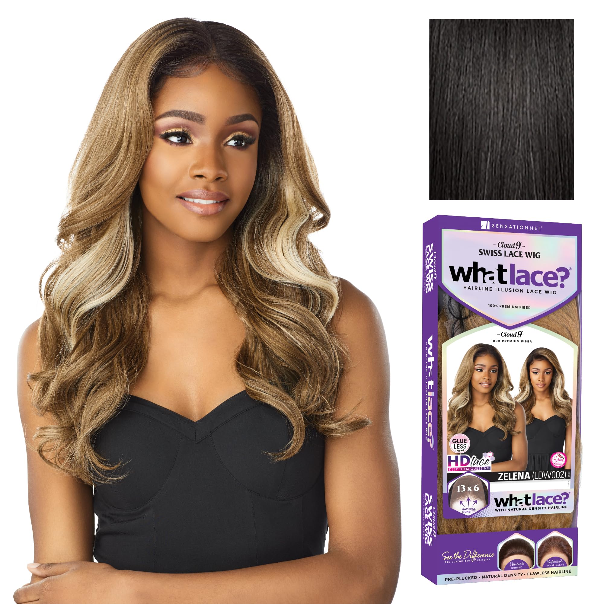 Photo 1 of Sensationnel What Lace 13X6 Wigs - Zelena Lacefrontal Hand Tied Glueless Synthetic With Natural Density Preplucked Hairline (1B OFFBLACK)