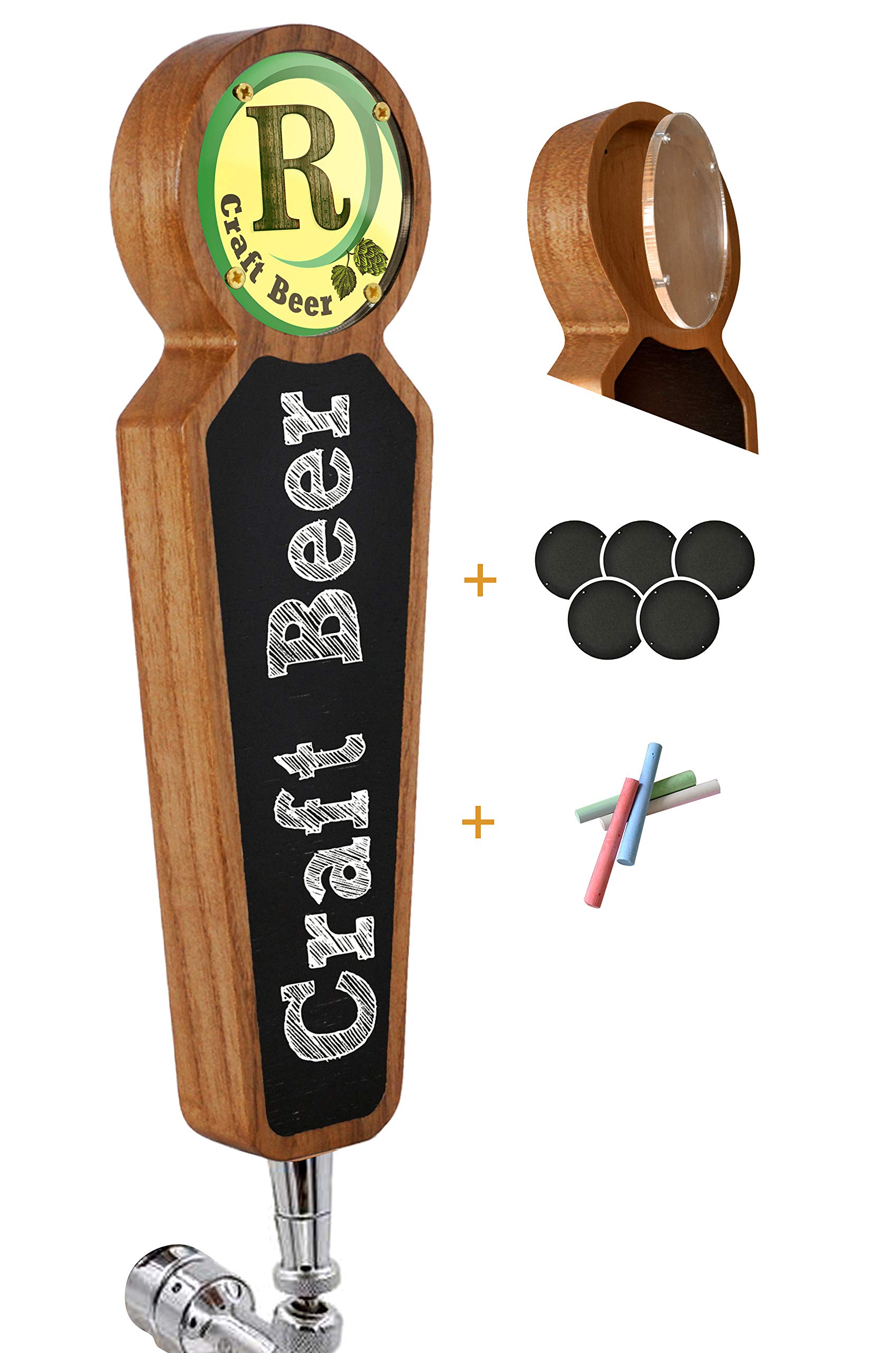 Large Wooden Chalkboard Tap Handles for Kegerator Bar Restaurant Brewery Craft Beer Tap Handle Label Display for All Beer-Lovers (Light) (Light)