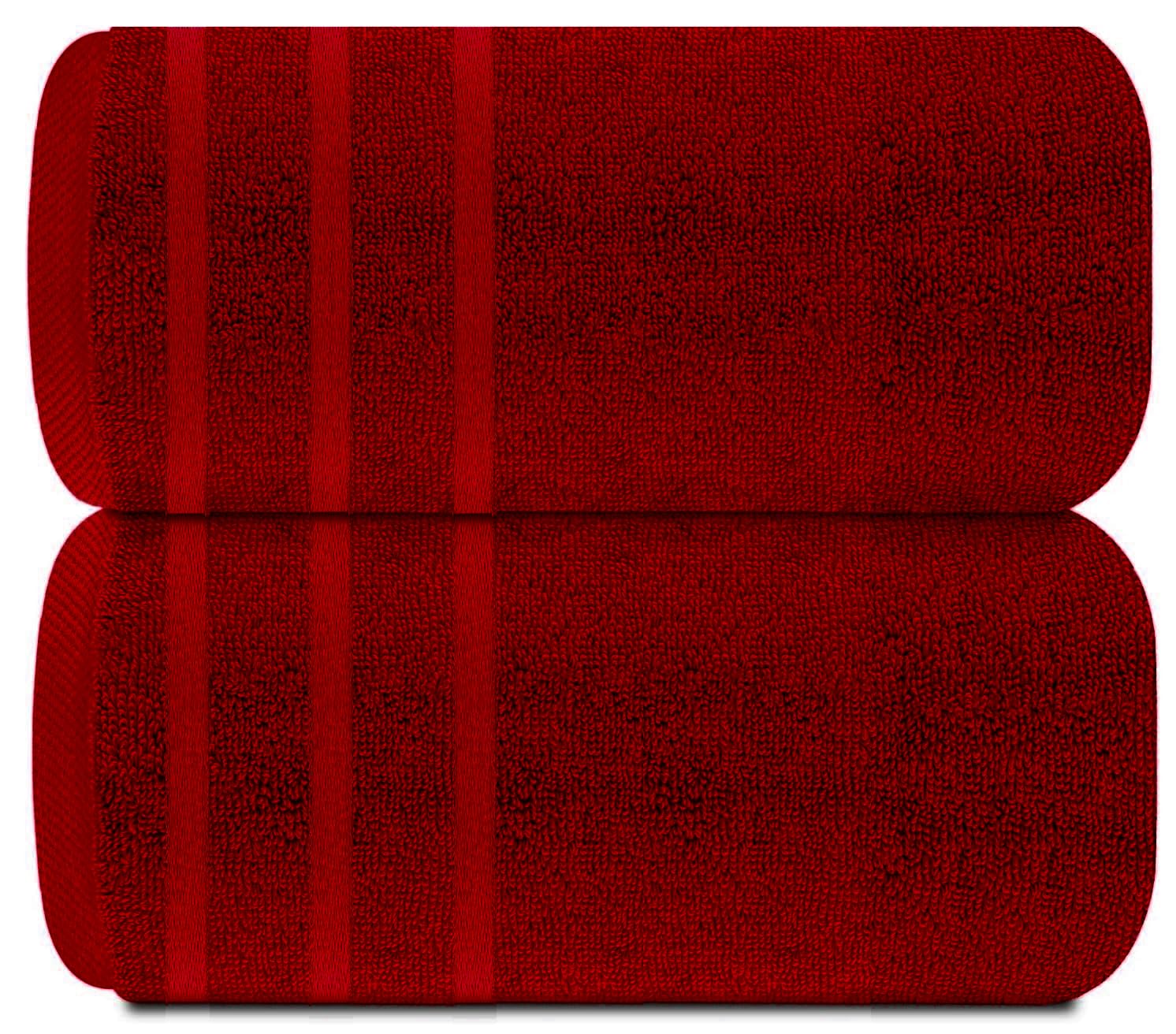 TEXTILESY Pack of 2 Super Jumbo Bath Sheet Premium 100% Egyptian Combed Cotton 100 x 200 cm-600 GSM Super Soft Large Bath Sheet Towels (Cotton, Red)