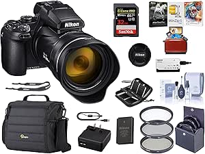 Nikon COOLPIX P1000 Digital Point &amp; Shoot Camera (Black), Bundle Kit with Camera Case + 32GB SD Card + 77mm Filter Kit + Cleaning Kit + Card Reader + Memory Wallet + Mac Software Package